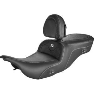 SADDLEMEN Heated Roadsofa™ Carbon Fiber Seat - With Driver Backrest - Heater - Black 897-07-185BRHC